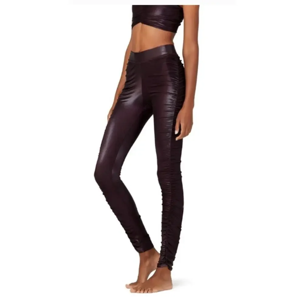 Alo yoga High-Waist Cinched Legging Oxblood Shine Purple Womens Large